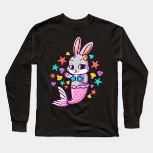 Cute Bunny Mermaid Swimming Bunnies Long Sleeve T-Shirt